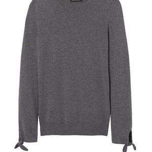 Charcoal Bow-Cuff Merino Wool Crew Sweater BY Banana Republic Large - NWTS!